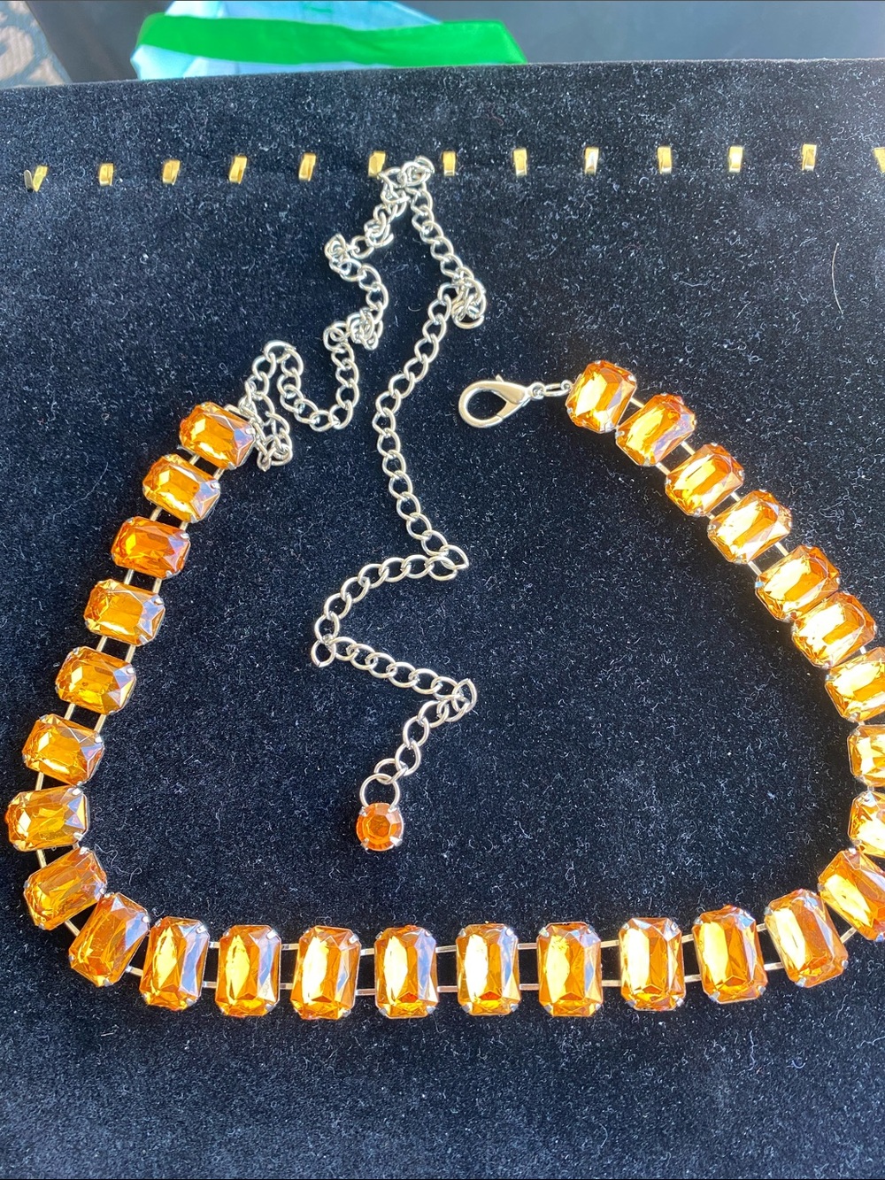 Women's Amber Color Statement Necklace/Belt